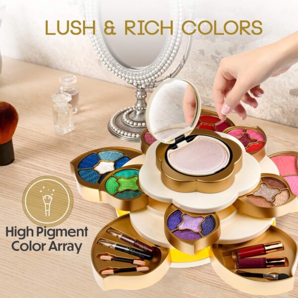 All In One Makeup Kit for Teens and Women - Flower Makeup Set for Girls with Pigmented Eyeshadows, Lip Creams, Blushes, Concealer and Mirror - Full Starter Makeup Gift Set for Beginners - Image 6