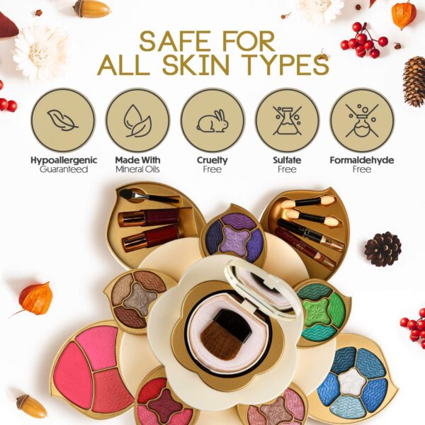 All In One Makeup Kit for Teens and Women - Flower Makeup Set for Girls with Pigmented Eyeshadows, Lip Creams, Blushes, Concealer and Mirror - Full Starter Makeup Gift Set for Beginners - Image 5