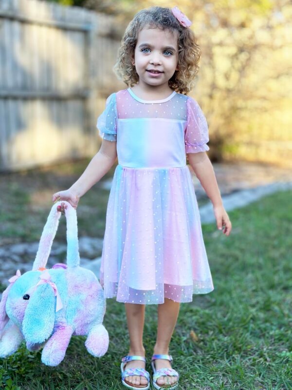 Arshiner Toddler Girls Tulle Summer Puff Sleeve Baby Girls Tutu Princess Party Casual Dress 2-6Y - Image 5