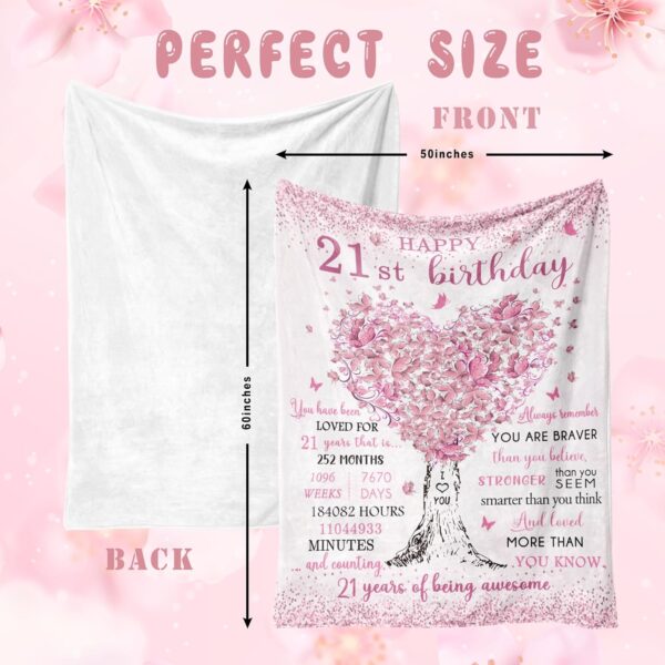 21st Birthday Gifts for Her, 21st Birthday Decorations, 21 Year Old Birthday Gifts for Her, Gifts for 21st Birthday Female, Best Gifts for 21 Year Old, 21st Birthday Gift Ideas Blanket 50"X60" - Image 8