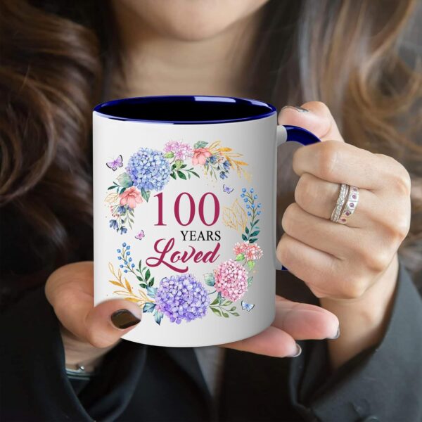 100th Birthday Gifts For Women - 1925 Birthday Gifts For Women - 100 Years Loved Mug - Gifts For Women Turning 100-100 Year Old Gifts For Women, Mom, Grandma, Aunt, Mother - Accent Navy 11OZ - Image 7