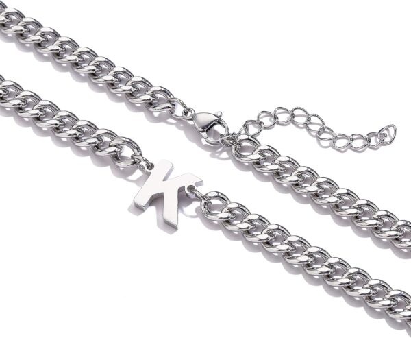 DuoDiner Graduation Gifts-Initial A-Z Cuban Link Chain Necklace for Men Boys Women Letter Pendant Stainless Steel 6.5mm 18+2 Inches,Graduation Gifts for Him Boys Men Teens Dad - Image 3