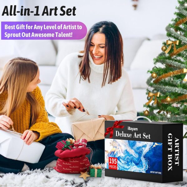iBayam Gifts for Kids Teens Girls Women, 195-Pack Arts and Crafts Supplies for Adults Kids, Art Kits Paint Set for Acrylic Oil Watercolor Canvas Ceramic Rock Eggs Egg Tempera, Easter Basket Stuffers - Image 5