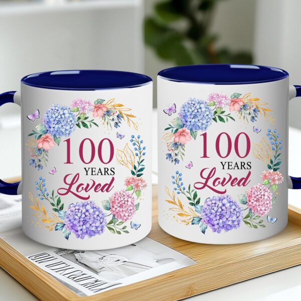 100th Birthday Gifts For Women - 1925 Birthday Gifts For Women - 100 Years Loved Mug - Gifts For Women Turning 100-100 Year Old Gifts For Women, Mom, Grandma, Aunt, Mother - Accent Navy 11OZ - Image 5