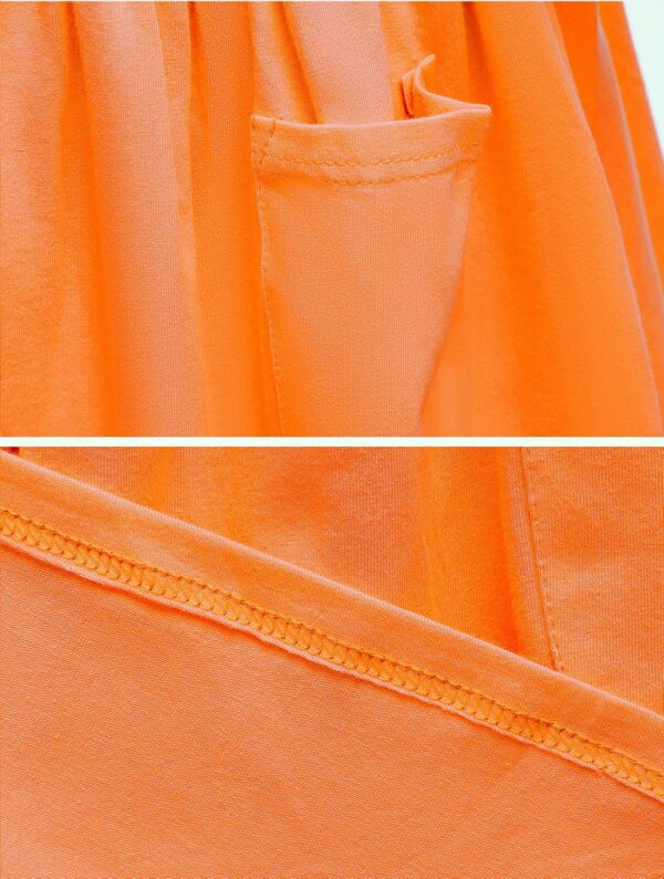 Girls Dresses Short Sleeve Solid Color Casual A-Line Pleated Dress with Pockets - Image 6