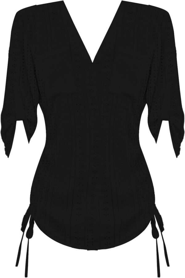Womens Mini Dress V Neck Long Sleeve Hollow Out Sundresses Summer Casual Beach Vacation Dresses 2025 - Image 6