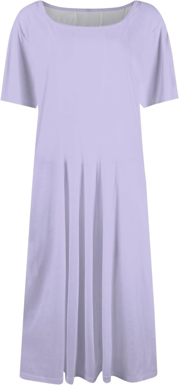 Summer Dresses for Women 2025 Trendy Short Sleeve Scoop Neck Print Beach Boho Tshirt Dress with Pockets - Image 4
