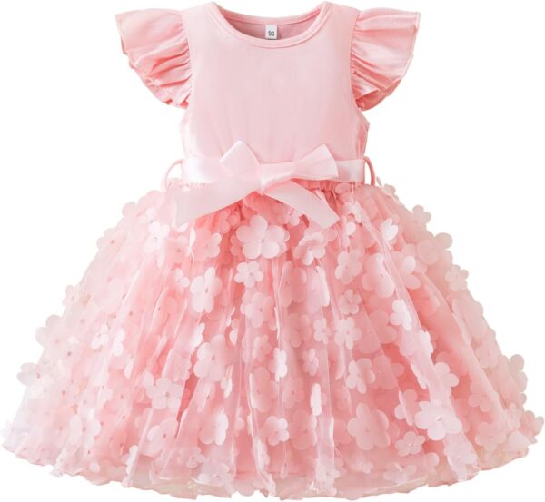 NNJXD Girls' Tulle Flower Princess Wedding Dress for Toddler and Baby Girl - Image 2