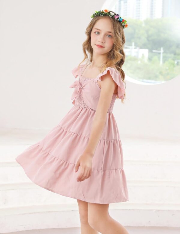 Ahegao 5-12T Girls Dress for Kids Square Neck Flutter Dresses Summer Dressy Frocks - Image 4