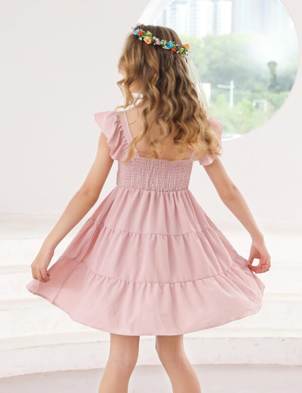Ahegao 5-12T Girls Dress for Kids Square Neck Flutter Dresses Summer Dressy Frocks - Image 6