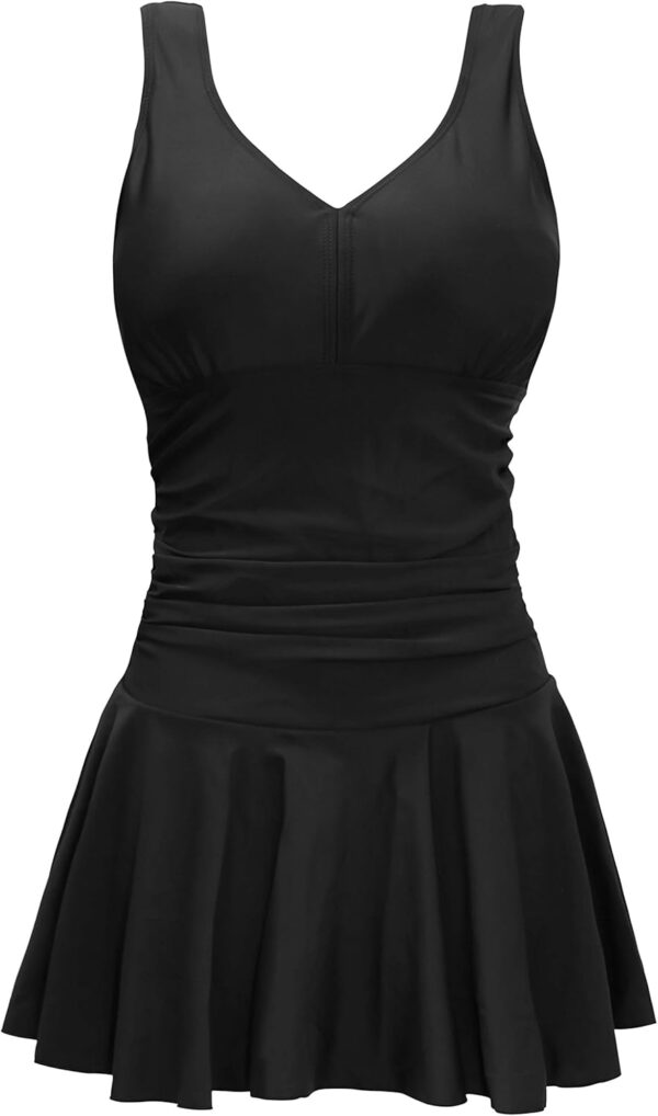 AONTUS Plus Size Hawaiin Swimsuits for Women Swimwear Long Torso Tummy Control Swimdress - Image 4