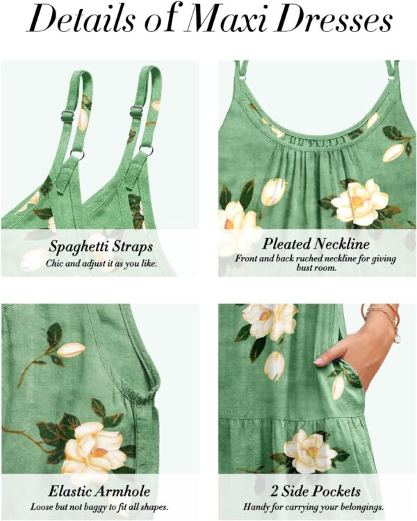YESNO Summer Bohemian Floral Dresses for Women Spaghetti Straps Maxi Dress Casual Flowy Dresses with Pockets ES0 - Image 6