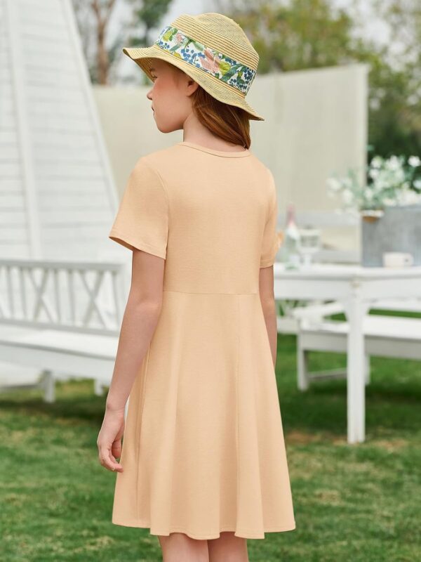 Imily Bela Girls Summer Short Sleeve Dress A Line Swing Basic Skater Twirl Party Dresses 5-14 Years - Image 5