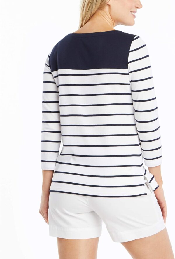 Nautica Women's Boatneck 3/4 Sleeve 100% Cotton Shirt - Image 4
