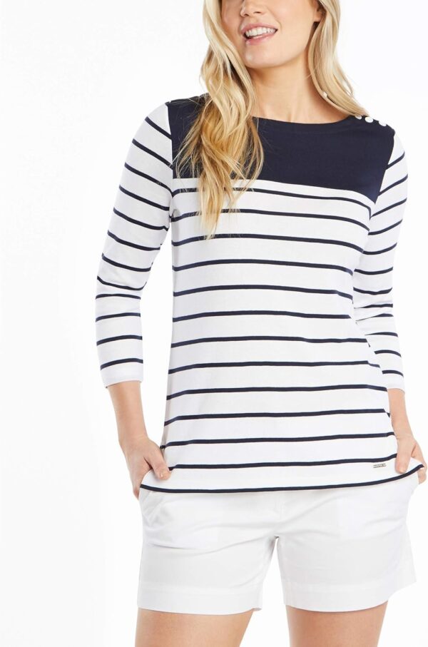 Nautica Women's Boatneck 3/4 Sleeve 100% Cotton Shirt - Image 2