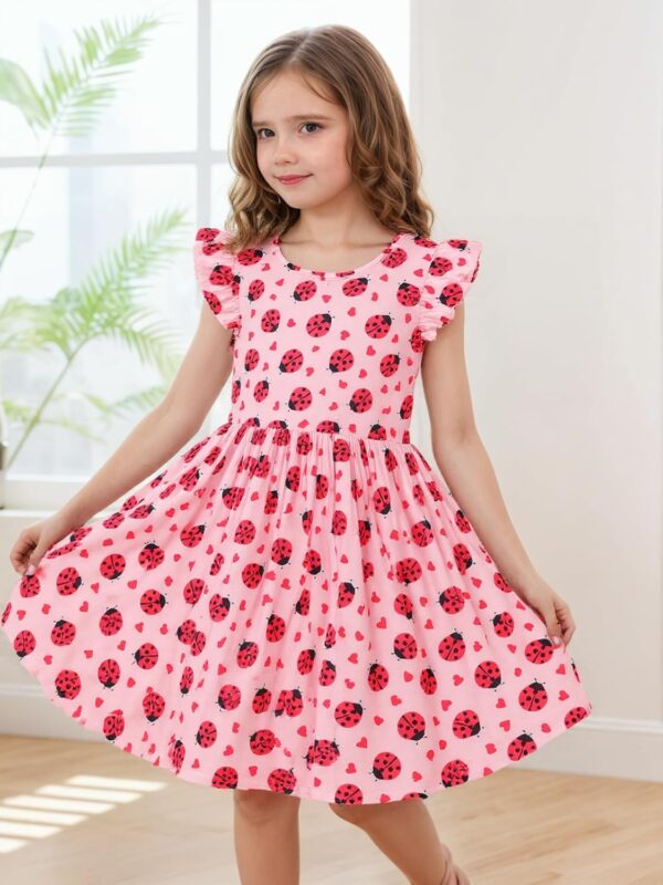 Baby Girls Dress Unicorn Casual Flutter Sleeve Swing Sundress Birthday Party Summer Playwear Dresses 1-8 Years Old - Image 3