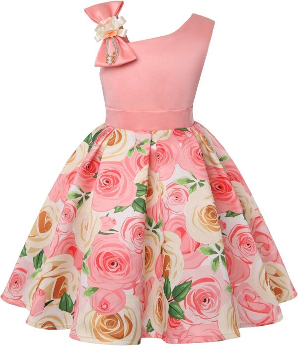 2-9T Flower Girls Floral Dresses Toddler Pageant Striped Dress - Image 2