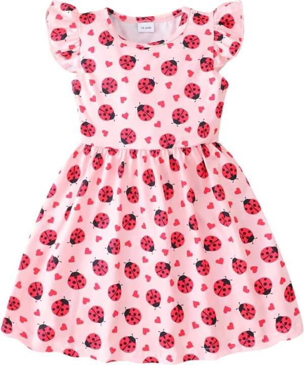 Baby Girls Dress Unicorn Casual Flutter Sleeve Swing Sundress Birthday Party Summer Playwear Dresses 1-8 Years Old - Image 2