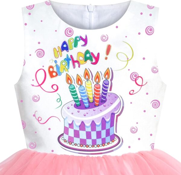 Sunny Fashion Girls Dress Birthday Princess Ruffle Dress Cake Balloon Print - Image 4