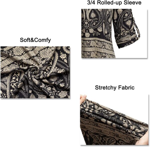 BEPEI Womens Tops Dressy Casual 3/4 Sleeve Blouses V Neck Business Work Shirts - Image 5