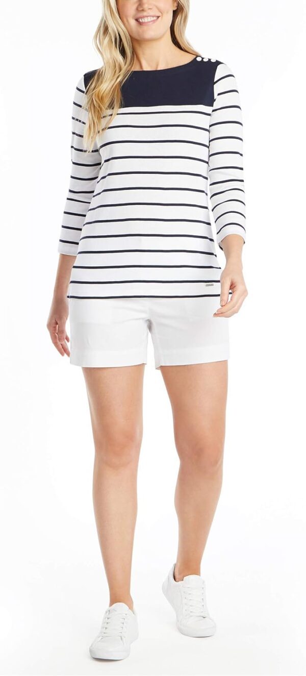 Nautica Women's Boatneck 3/4 Sleeve 100% Cotton Shirt - Image 3