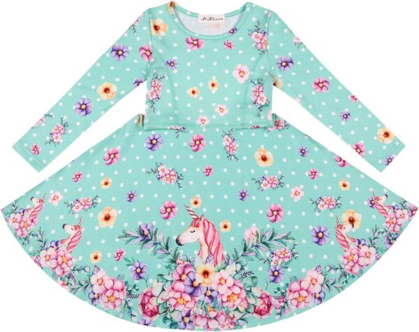 Girls Dress Sleeveless Long Sleeve Kids Toddler Little Big Girl Unicorn Mermaid Casual Dresses - Image 4