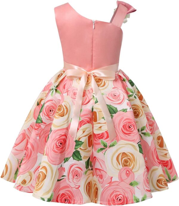 2-9T Flower Girls Floral Dresses Toddler Pageant Striped Dress - Image 3