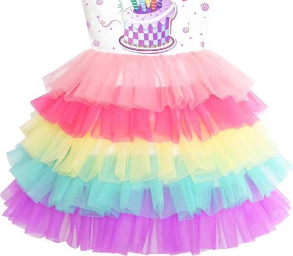 Sunny Fashion Girls Dress Birthday Princess Ruffle Dress Cake Balloon Print - Image 5