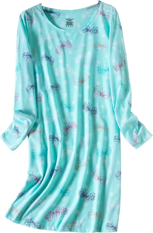 PNAEONG 3 Pack Women's Nightgown, Long Sleeve Sleep Shirts Comfy Soft Nightshirt Women Pajama Sleep Dress Cotton Sleepwear - Image 3