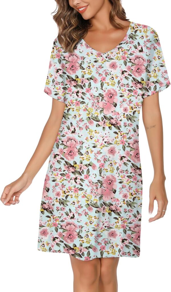 Nightgowns for Women Soft Cotton Sleep Shirts Short Sleeve Sleepwear S-XXL - Image 3