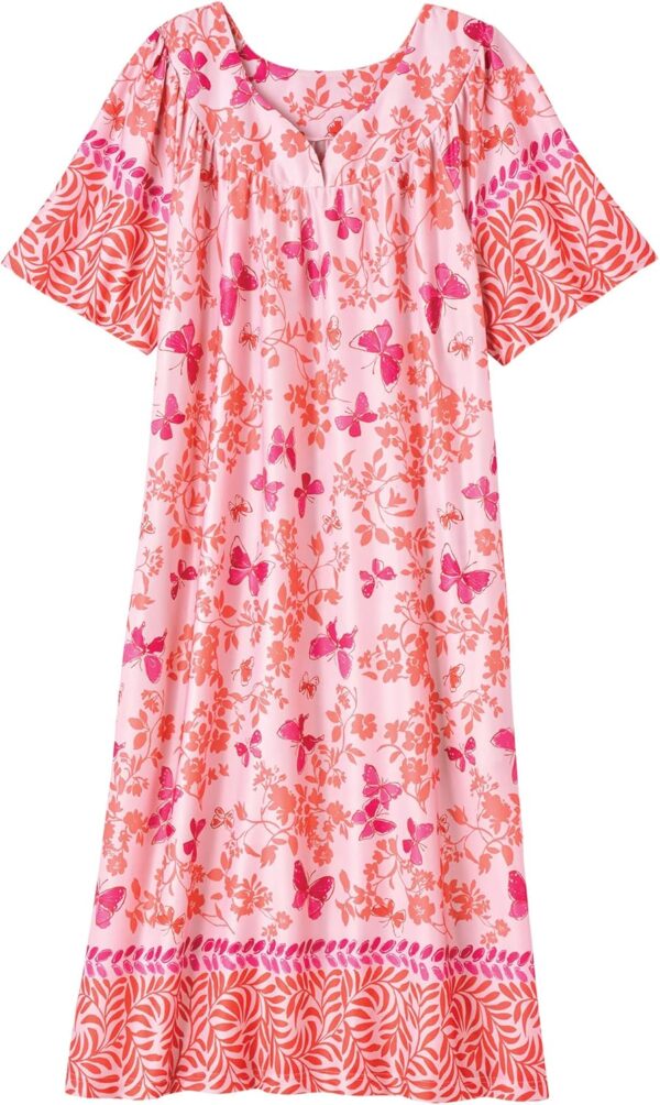 AmeriMark Casual Women’s Patio Muumuu House Dress Loose Comfortable Short Sleeve Sun Dress Lounger Gown Sleepwear for Ladies - Image 2