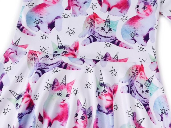 WonderBabe Girls Dresses Toddler Dinosaur Summer Sundress Kids Short Sleeve School Casual A Line Twirly Skater Dresses - Image 6