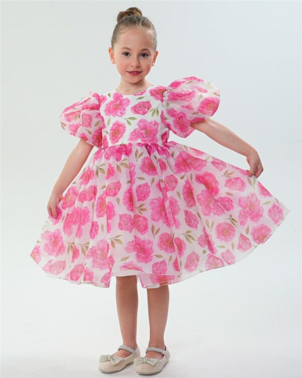 2Bunnies Girl Baby Toddler Puff Sleeve Organza Tulle Tutu Twirly Babydoll Flare Ball Gown Princess Flower Girl Dress - Image 5