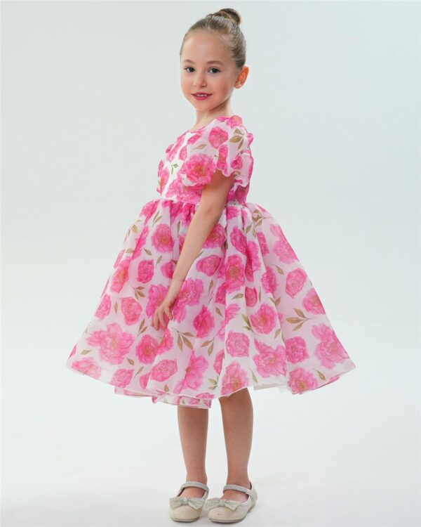 2Bunnies Girl Baby Toddler Puff Sleeve Organza Tulle Tutu Twirly Babydoll Flare Ball Gown Princess Flower Girl Dress - Image 4