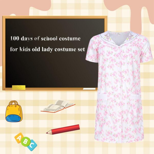 17pcs Old Lady Costume for Kids Girls 100 Day of School Costume Girls Kids Grandma Costume Old Women Dress Up - Image 4