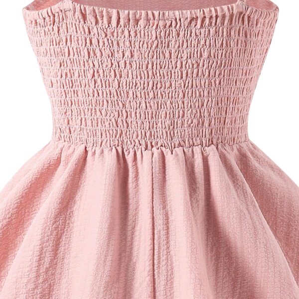 Girl's Cute A Line Dress Fashion Cotton Smocked Ruched Swing Dresses Layered Tie Shoulder Flowy Cami Dress 8-14 Year - Image 3