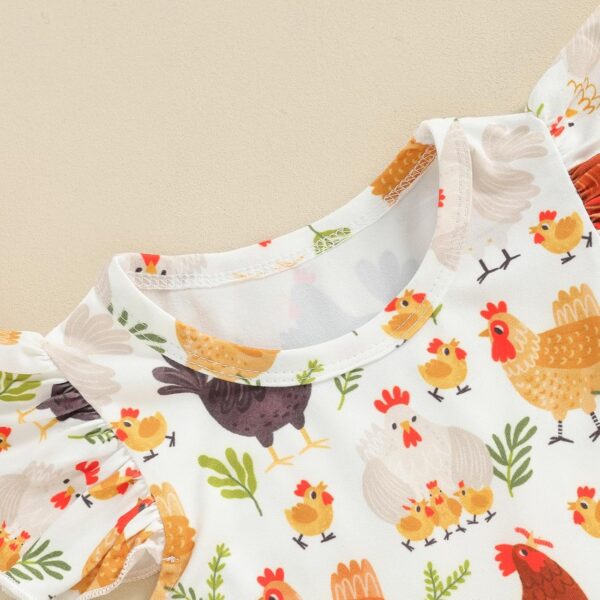 Farm Baby Clothes Animals Rooster Hen Print Fly Sleeve Baby Dress Summer Clothes 6 12 18 24Months 2T 3T 4T 5T 6T - Image 6