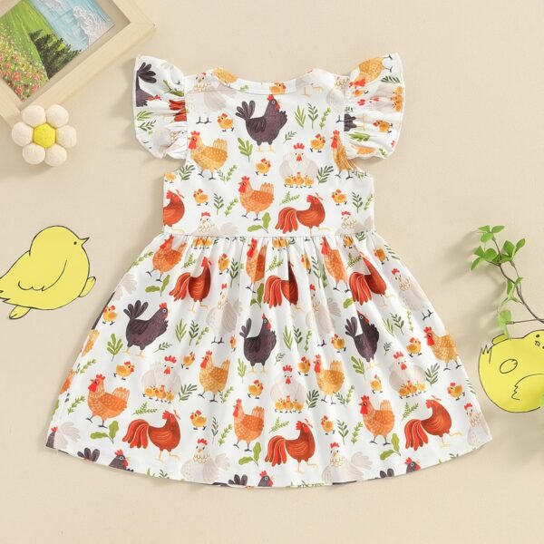 Farm Baby Clothes Animals Rooster Hen Print Fly Sleeve Baby Dress Summer Clothes 6 12 18 24Months 2T 3T 4T 5T 6T - Image 5