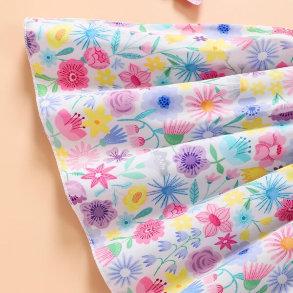 Little Girls Dress Ruffle Sleeve Floral Smocked Dresses Kids Casual Outfits Toddler Summer Tiered Boho Sundress 2-7T - Image 7